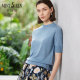 2025 spring new product short-sleeved basic style solid color half-high round neck worsted pure wool base thin sweater pullover