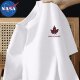 NASA joint brand 100% pure cotton white cartoon loose 2025 summer new solid color short-sleeved T-shirt for men and women
