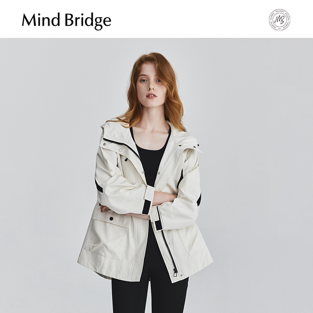 MB MindBridge2024 New Hooded Jacket Women's Urban Outdoor Jacket Autumn Contrast Color Sports Top