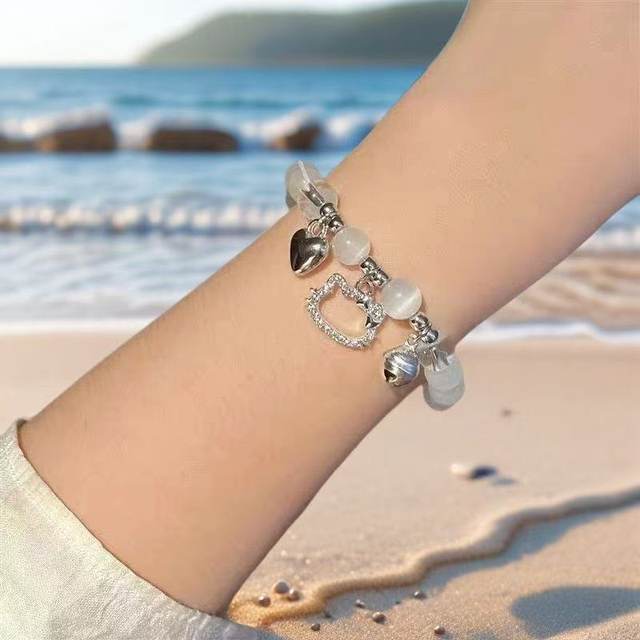 
kt cat love bell DIY handmade beads bracelets Douyin same style female bestie bracelets give girlfriend gifts to students