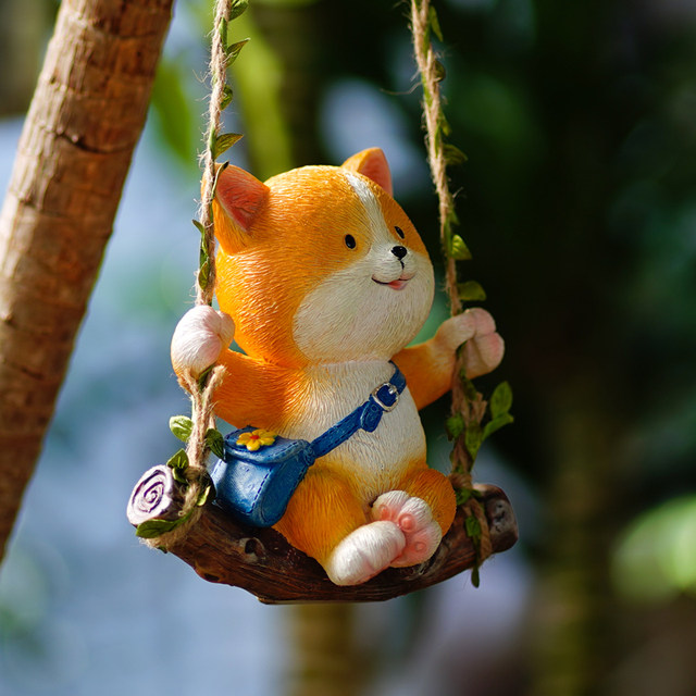 Cute puppy swinging Qiu Qianshu Pendant Kindergarten Outdoor Garden Balcony Courtyard Solar Light Decoration Swing
