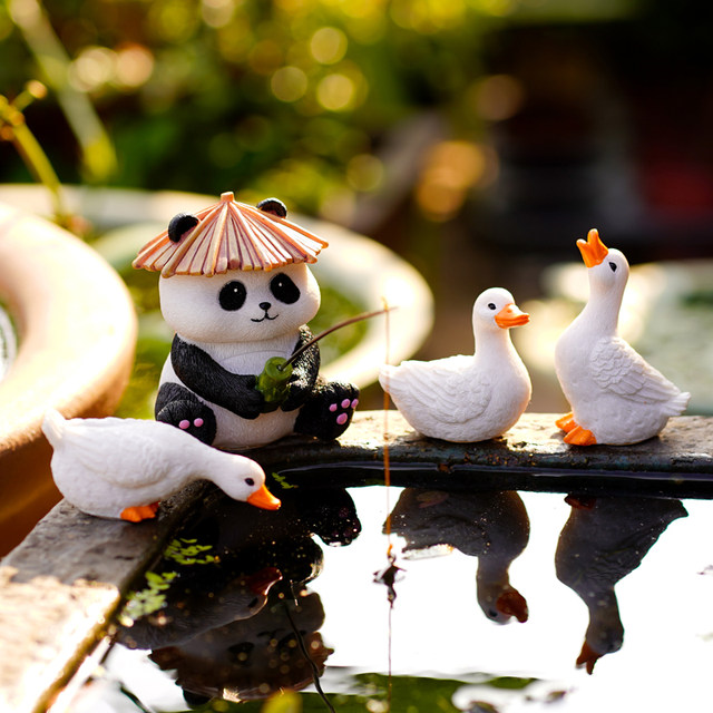 Cute little duck ancient fish tank landscaping garden flower pot micro landscape rockery flowing water fish pond waterscape decorative ornaments