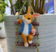 Cute rabbit climbing ladder wall hanging outdoor garden garden tree hanging balcony pipe flower pot hanging kindergarten decoration ornament
