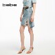 bebe summer series women's asymmetric ripped hollow denim skirt 220211
