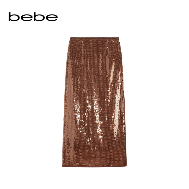 bebe winter series women's slim sequin brown midi pencil skirt skirt 420005