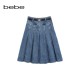 bebe winter series women's fashionable belt short denim pleated skirt 420102