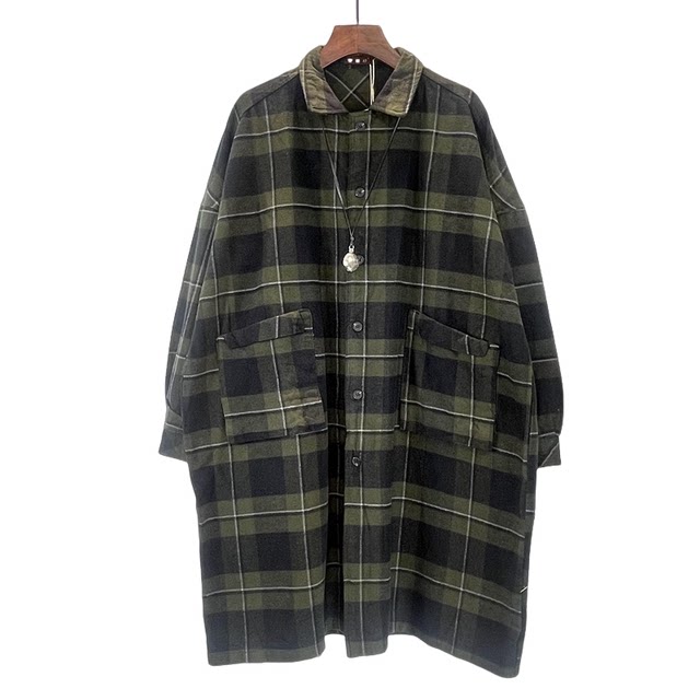 Windproof temperament thin woolen coat spring and autumn snow blue fir original cotton and linen large size women's long large size loose coat