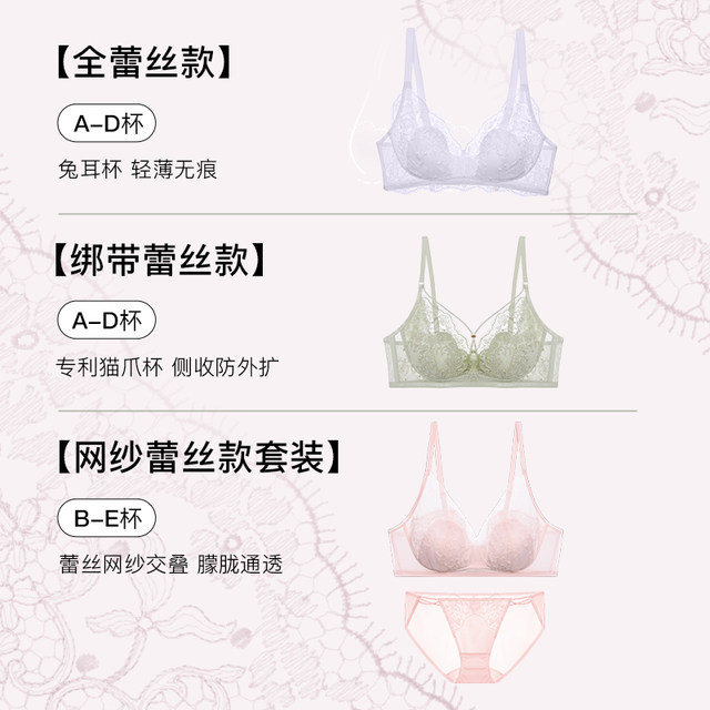 Chen Duling's same urras Rococo French Triangle Cup Lace Underwear Sexy Big Boobs Showing Small Bra