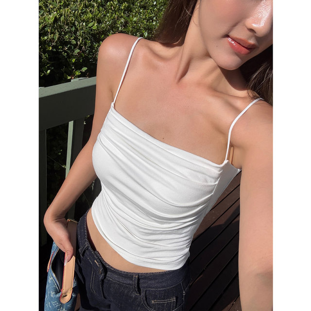 NEVA HU suspender vest with chest pad for women with outer wear design and slim and versatile slim short inner top