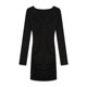 NEVA HU graceful curves/waisted hot girl v-neck white long-sleeved dress for women niche black knitted short skirt