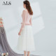 Alice's new pink mesh skirt for spring 2025 high-waisted slim lace mid-length cake skirt mid-skirt