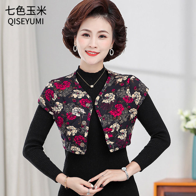 Mother's velvet cotton shoulder pads, spring and autumn clothing, middle-aged and elderly women's clothing to keep warm for sleep, winter middle-aged home waistcoat vest
