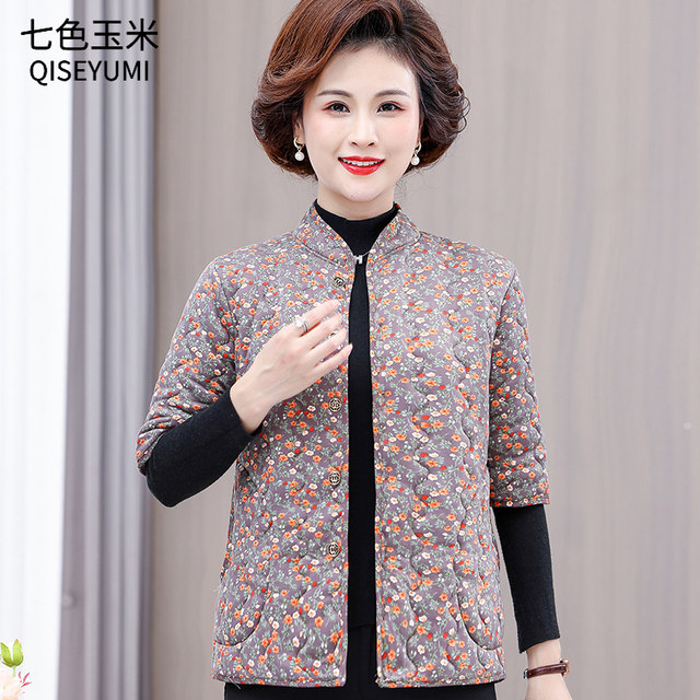 Middle-aged mothers autumn and winter cotton horse clip thickened short-sleeved cotton coat 2025 middle-aged and elderly coat plus lint cotton vest