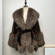 
mink plush leopard fur jacket for women mid-length young and fashionable big fur collar autumn and winter environmentally friendly fur jacket