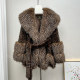 
mink plush leopard fur jacket for women mid-length young and fashionable big fur collar autumn and winter environmentally friendly fur jacket