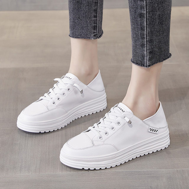 Fashion new season new nurse shoes for women's soft sole breathable and non-tiring feet non-slip flat sole single shoes genuine leather white shoes