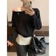 Sweater for women in autumn and winter 2025 new Korean style outfit lazy style off-shoulder sweater vest layered top two-piece set