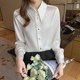 Fleece satin white shirt for women in autumn and winter 2025 new high-end professional dress shirt thickened base top