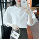 White Tennis Shirt Women's Spring Clothing 2025 New French Stand Collar Embroidered Hollow Sleeve Shirt Chic Top