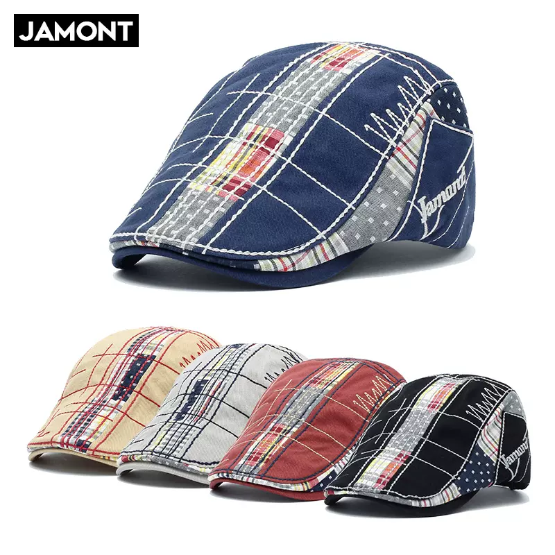 Jamont帽子男春秋贝雷帽女鸭舌帽中青老画家帽前进帽