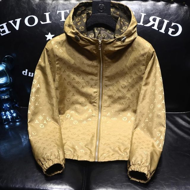 Hooded jacket for men's autumn and winter trendy brand new printed slim fit and handsome casual thin sun protection suit short men's jacket