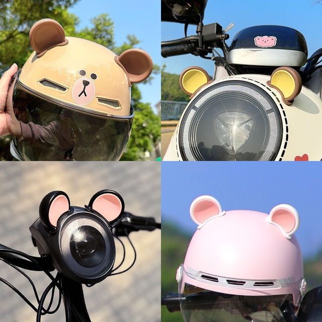 Helmet decoration bear ears battery electric vehicle car bicycle decoration unisex cute cartoon accessories
