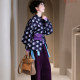 Printed shirt with no vines and no branches, long-sleeved tops, cardigan, pure cotton loose slim and literary shirt in spring