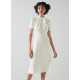 
lkbennett white dress women's spring and summer short-sleeved bow-shaped long skirt