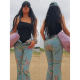 AOAOMISSSHOP Aoaojia 2024 summer fashion light blue thin denim big flared pants