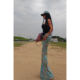 AOAOMISSSHOP Aoaojia 2024 summer fashion light blue thin denim big flared pants