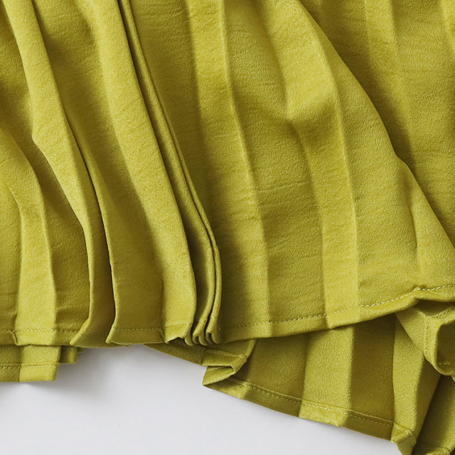 Pleated skirt, new spring and summer foreign trade women's clothing simple and versatile age-reducing natural waist zipper mid-length skirt 28284