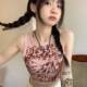 American retro I-shaped vest suspender for women in summer sweet and spicy outside wearing pink hot girl sleeveless short sports top