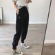 Large size smiley face embroidered loose sports trousers for women in autumn and winter new style 200Jin [Jin equals 0.5 kg] slimming legs Harun casual trousers