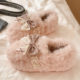 Cotton slippers for women, winter indoor home, warm, non-slip, thick-soled, cute bow bag, plush postpartum cotton shoes