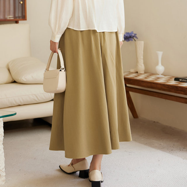 gcrues skirt for women in spring and autumn mid-length 2025 new style covers hips and makes them look slim A-line spring and autumn pleated skirt for mid-skirt for mid-skirt for mid-skirt for mid-skirt for mid-skirt for hips.