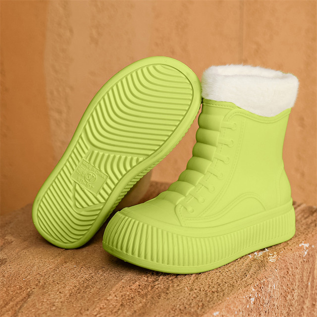 Muer thick-soled rain boots for women 2025 new mid-tube waterproof shoes non-slip rubber shoes soft-soled rain boots plus velvet water boots