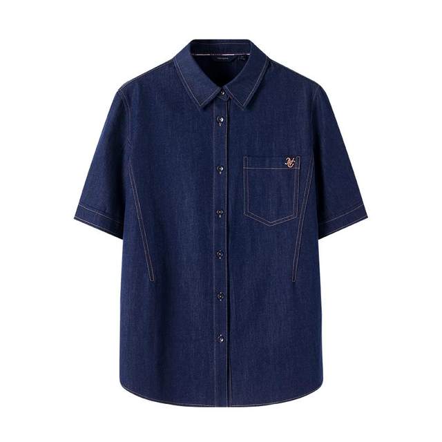[Pure Cotton] Navigare Italian Sailing Summer New Denim Shirt Women's Short Sleeve Loose Shirt Jacket
