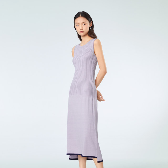 OVV spring and summer hot selling women's casual modern and fashionable contrasting color slim-fit knitted vest dress

