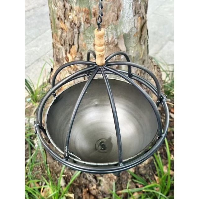 Promotional foreign trade original single American country style retro wrought iron set of two hanging round pots with characteristic decorative flower pots