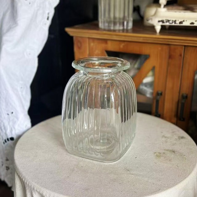 Original foreign trade order Japanese simple pumpkin pattern round mouth square glass bottle vase special decorative glass vase