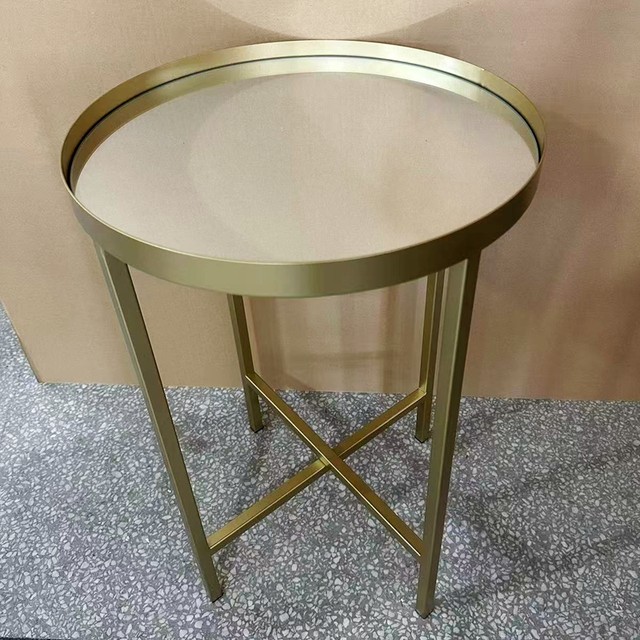 Promotional foreign trade original order simple modern style iron mirror round table gold black 40*61cm
