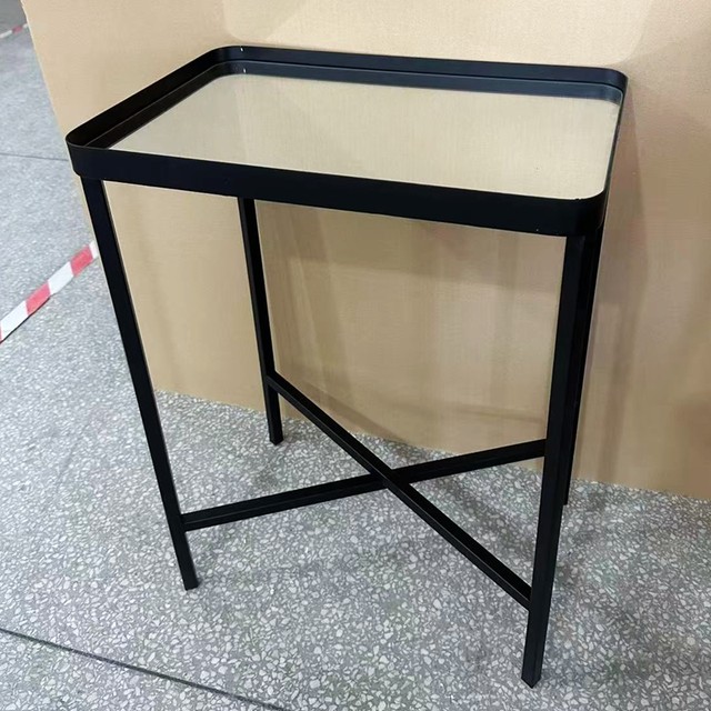 Promotional foreign trade original order simple modern style iron mirror square side table black gold 46*61cm