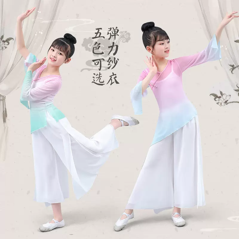 儿童古典舞演出服中国舞练功服女童身韵形体纱衣套装