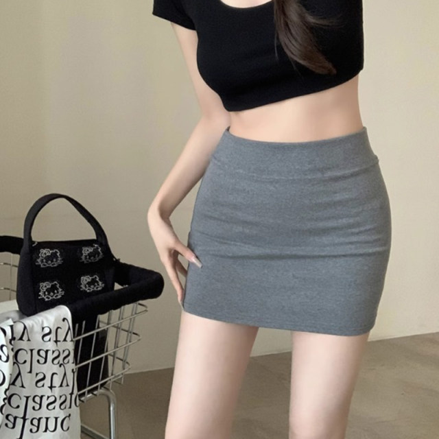 Black sexy hot girl large size hip short skirt for women in summer hot high waist straight versatile fat MM one-step skirt