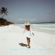 Cotton refreshing white dress stand collar hollow deep V flared sleeve shirt beach vacation bikini over shirt