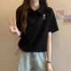 Lapel polo shirt short-sleeved T-shirt for women summer Korean style loose large size women's clothing slimming fat mm versatile student tops