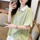 Ringling POLO shirt short -sleeved T -shirt women's summer Korean version loose large size women's contrasting color irregular split shirt
