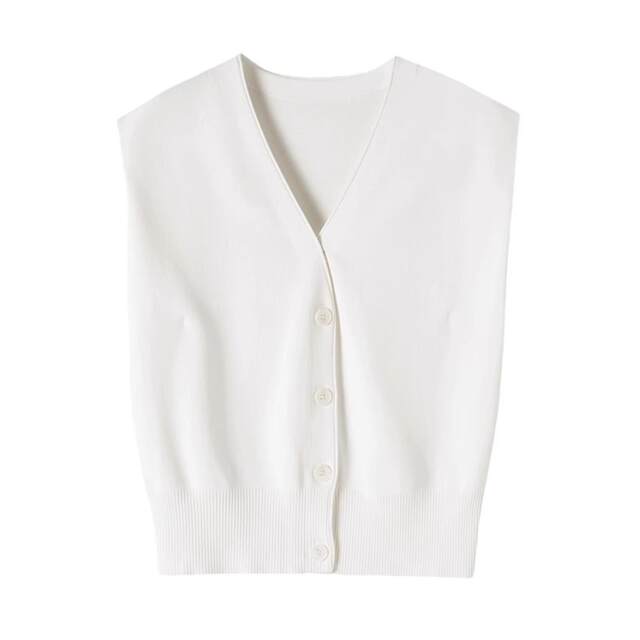 V-neck ice silk sweater, shoulder-length sleeveless T-shirt, summer design, niche slim and short hot girl top