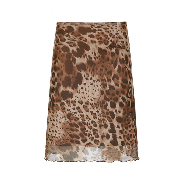 SWEETOWN Outlier#Ancient Early Leopard Printing Skin Skin Skirt Millennium Hot Girl Niche Middle Long Skirt Female