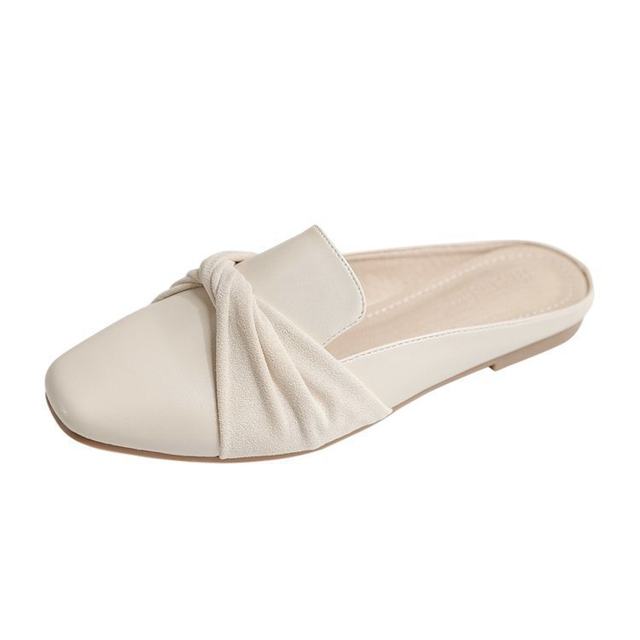 Slippers for women summer outer wear 2024 new heelless fairy style versatile flat bottom toe half drag small fragrance style lazy shoes